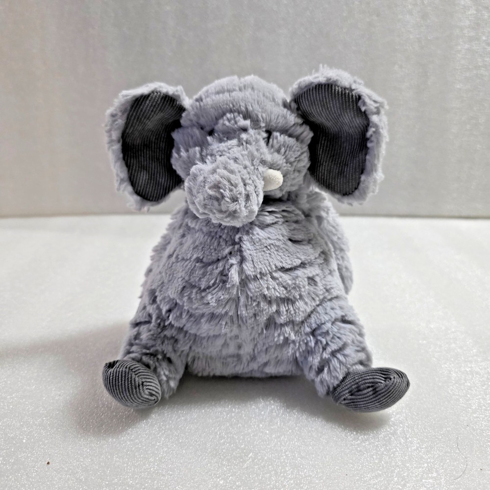 First Impressions Elephant Gray Soft Plush Corduroy Beaded Bottom Sewn Eyes 8"